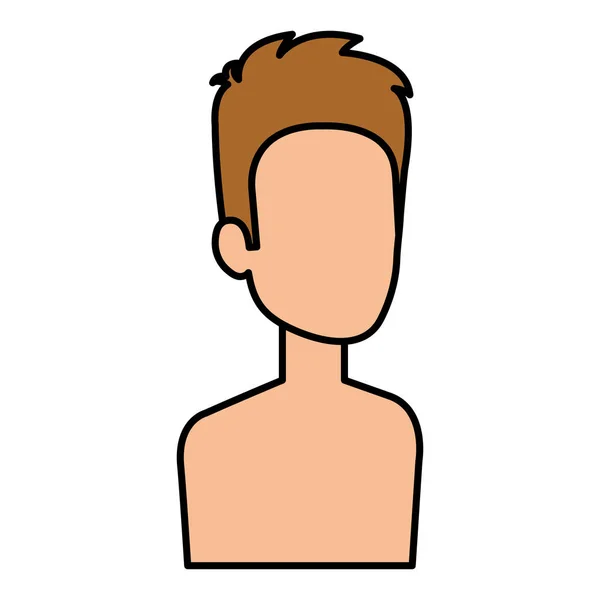 Joven hombre sin camisa carácter avatar — Vector de stock