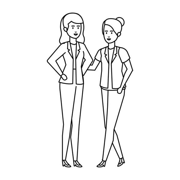 Elegant businesswomen avatars characters — Stock Vector