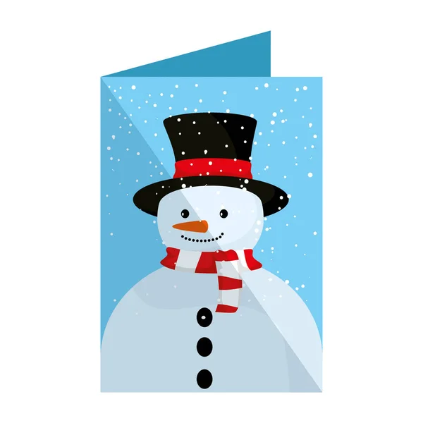 Tarjeta con lindo personaje de Navidad muñeco de nieve — Vector de stock