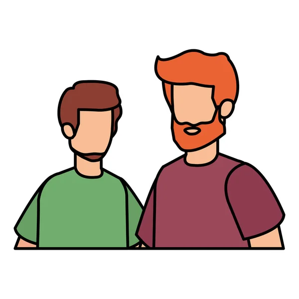 Jeune et occasionnel couple hommes personnages — Image vectorielle