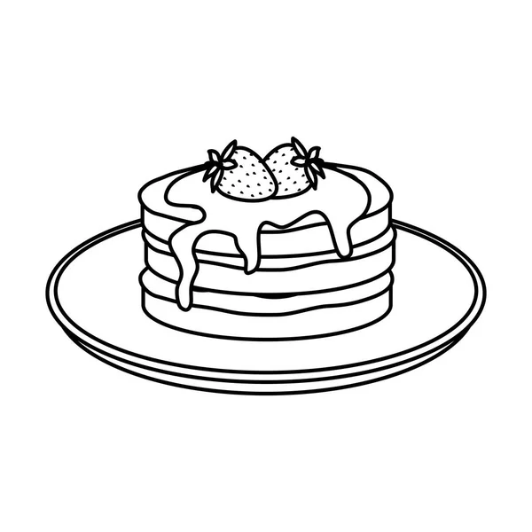 Pannenkoeken met chocolade crème en aardbeien — Stockvector