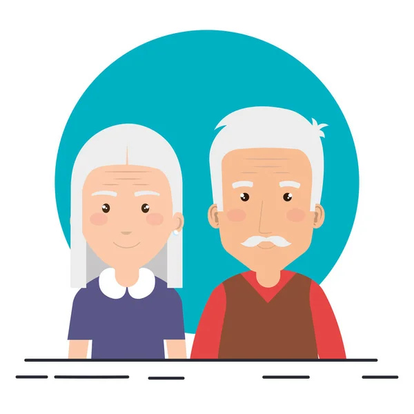 Abuelos pareja avatares caracteres — Vector de stock