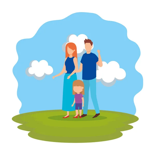 Elternpaar mit Tochter im Park — Stockvektor