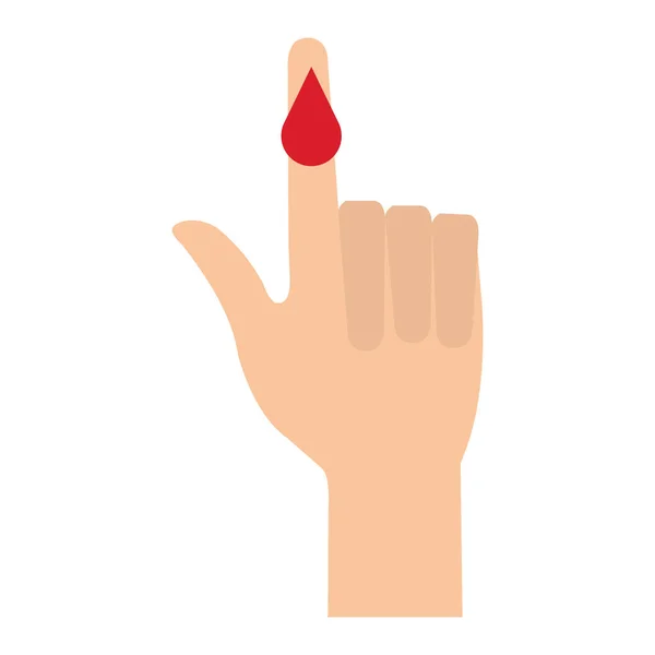 Палец с каплей крови — стоковый вектор