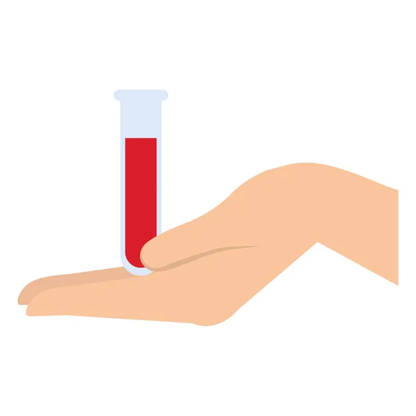 Hand lifting tube test with blood — Stock Vector