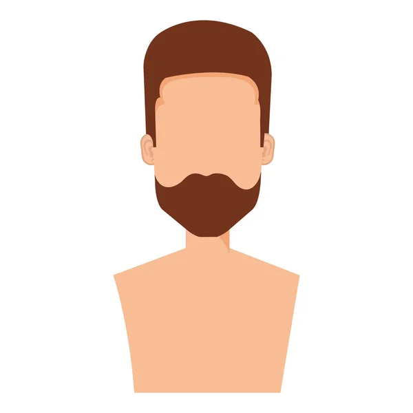 Young man with beard shirtless avatar character — Stock Vector