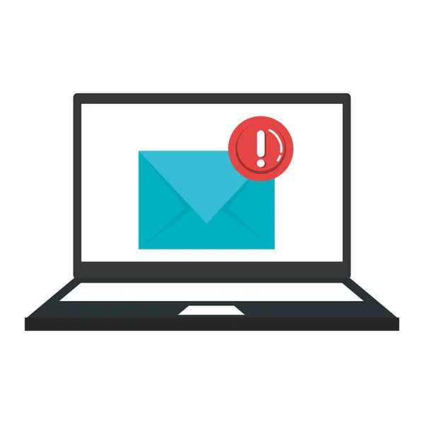 Bilgisayar dizüstü zarf e-posta ile — Stok Vektör