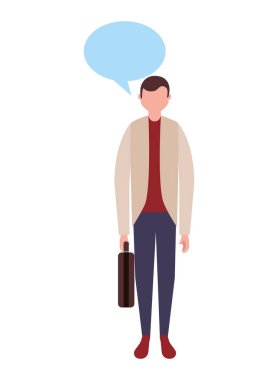 iş adamı ayakta karakter konuşma balonu