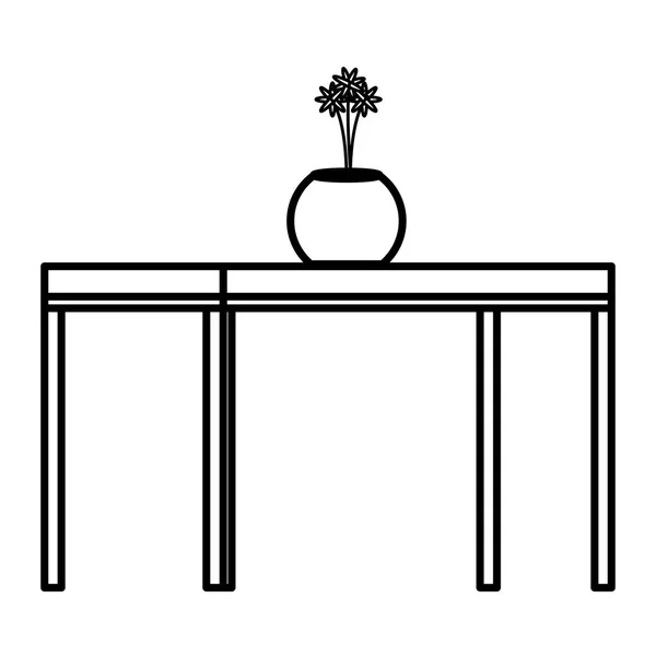 Tisch aus Holz mit Blumenvase — Stockvektor