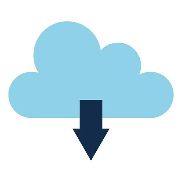 Computación en nube con descarga de flecha — Archivo Imágenes Vectoriales