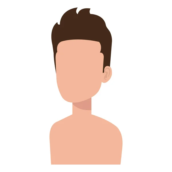 Genç adam gömleksiz avatar karakter — Stok Vektör