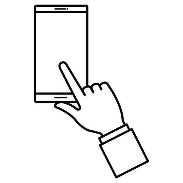 Hand mit Smartphone-Icon isoliert — Stockvektor