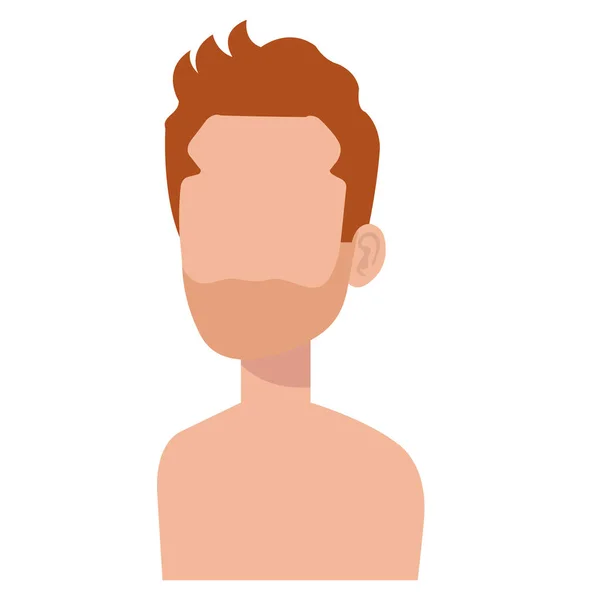 Joven con barba carácter avatar sin camisa — Archivo Imágenes Vectoriales