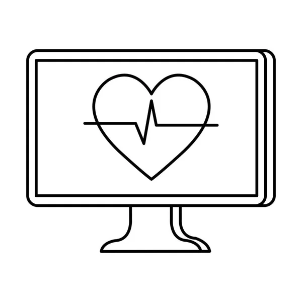 Desktop mit Herz-Kardio-Telemedizin — Stockvektor