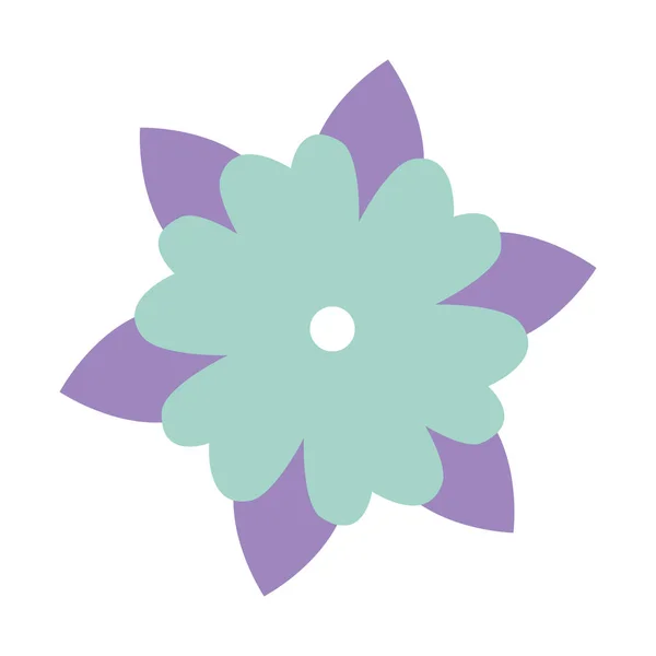 Красивый цветок с листочками декоративная икона — стоковый вектор