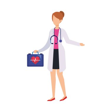 kadın doktor stetoskop ve tıbbi kiti ile