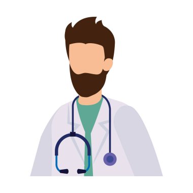 Steteskop karakteri olan profesyonel bir doktor.