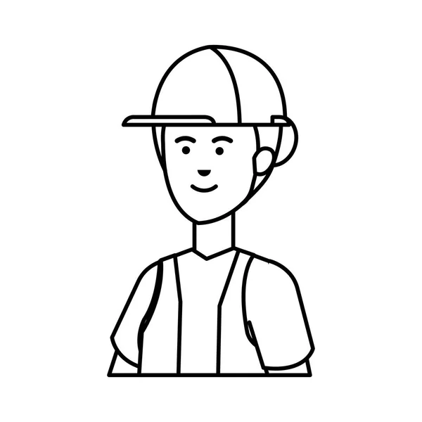 Female builder worker with helmet — Stock Vector