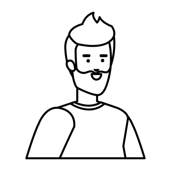 Mladý muž s vousy avatar charakter — Stockový vektor