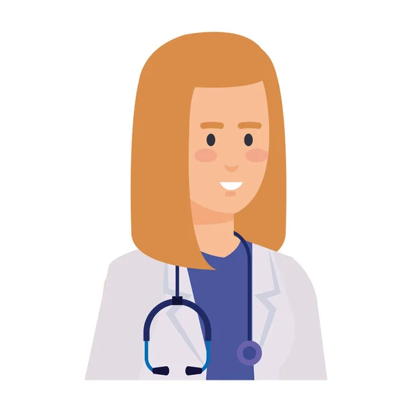 Medico professionista femminile con stetoscopio — Vettoriale Stock