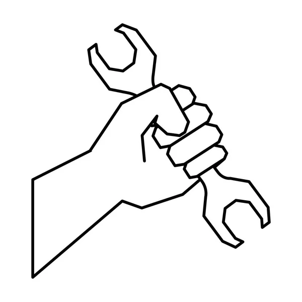 Hand with wrench key tool icon — Stock Vector