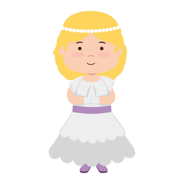 Little girl first communion character — Stock Vector