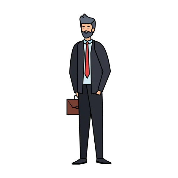 Young businessman with portfolio character — Stock Vector