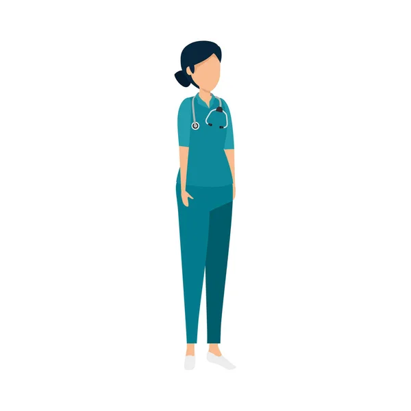 Doctora profesional con estetoscopio — Vector de stock