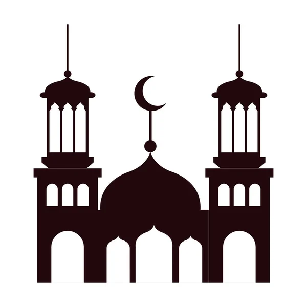 Ramadan kareem castle silhouette — Stock Vector