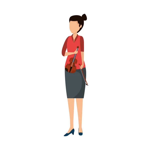 Personagem violinista profissional feminino — Vetor de Stock