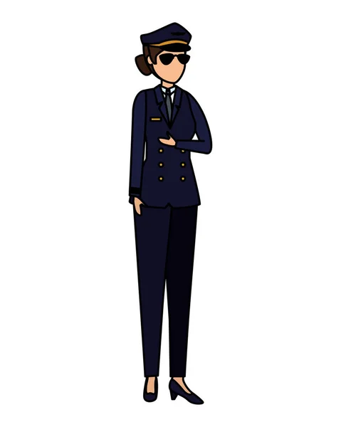 Carácter avatar piloto de aviación femenina — Vector de stock