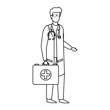 Doktor stetoskop ve tıbbi kiti ile