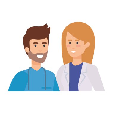 profesyoneller doktor ve cerrah karakter çift