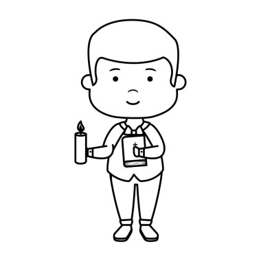 İncil ve mum ilk cemaat ile küçük çocuk