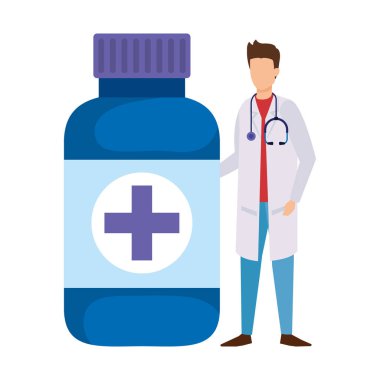 stetoskop ve şişe ilaçlar ile profesyonel doktor