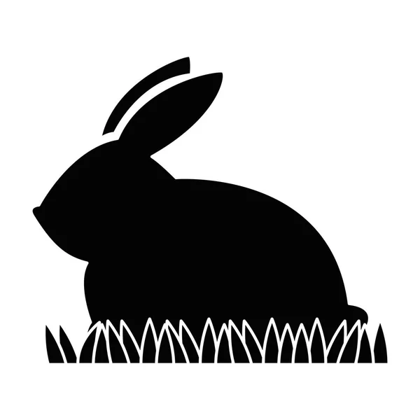 Cute rabbit silhouette easter celebration — Stock Vector