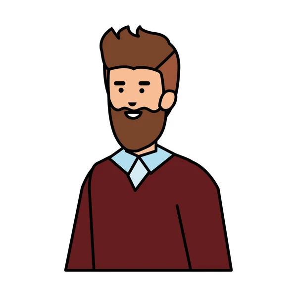 Jeune homme avec barbe avatar personnage — Image vectorielle