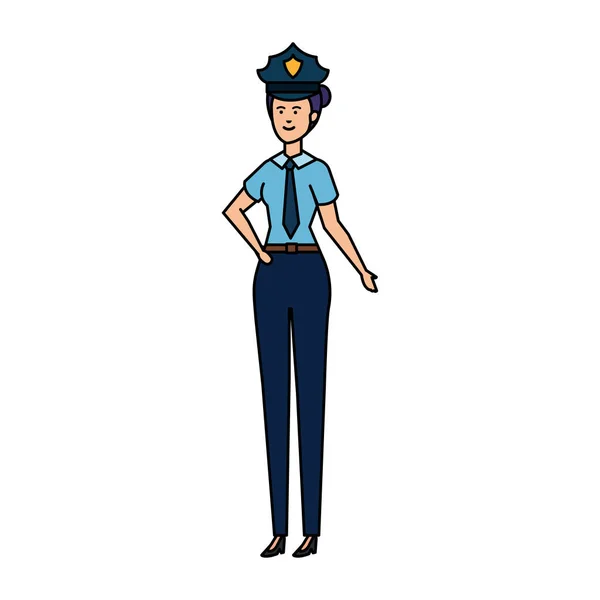 Kobieta oficer policji avatar znaków — Wektor stockowy