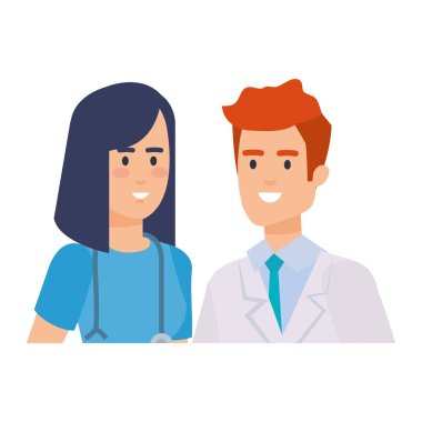 profesyoneller doktor ve cerrah karakter çift