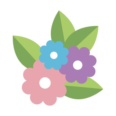 Dekoratif yapraklarla güzel çiçekler