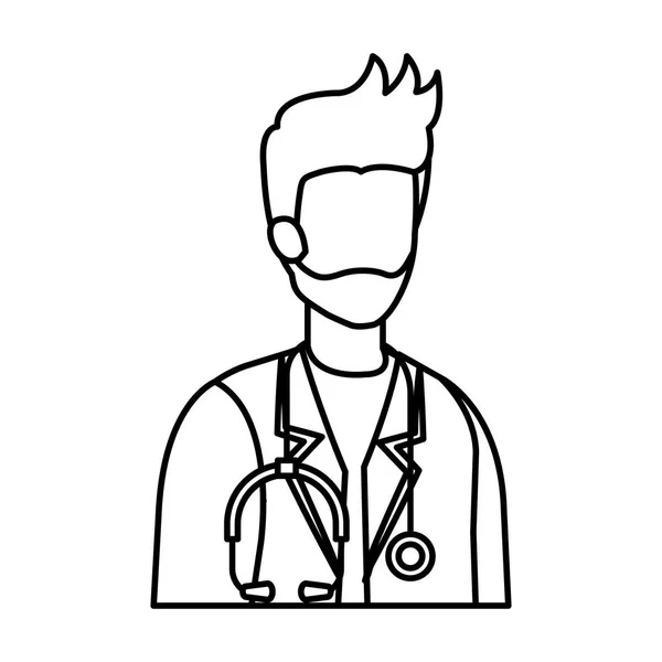 Professionele arts met stethoscoop karakter — Stockvector