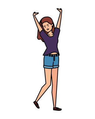 güzel ve genç kadın karakter kutluyor