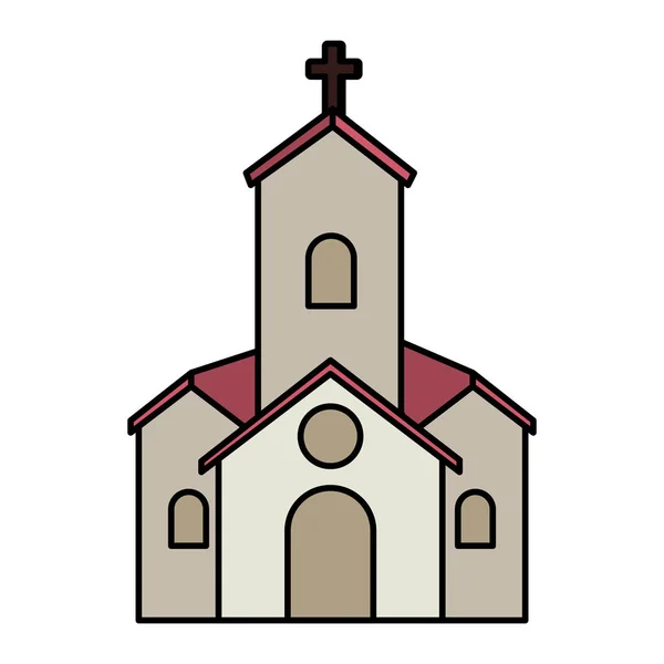 Листівка з церковним фасадом будівлі — стоковий вектор