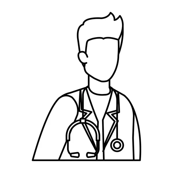 Profesjonalny lekarz o charakterze stetoskopowym — Wektor stockowy