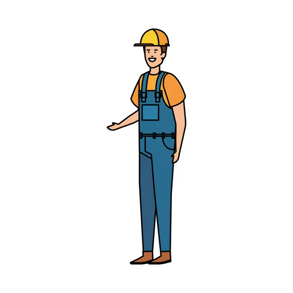 Constructor trabajador con casco — Vector de stock