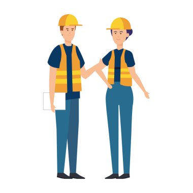 kask ile birkaç inşaatçılar işçiler