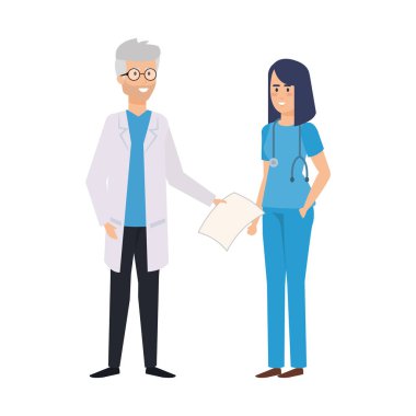 profesyoneller doktor ve cerrah karakter çift