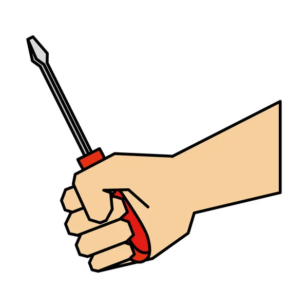 Рука с отверткой инструмент — стоковый вектор