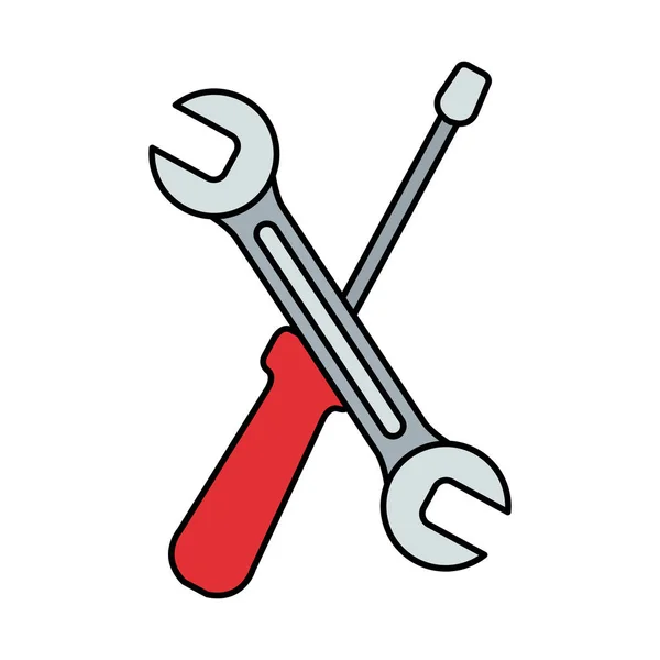 Schraubenschlüssel und Schraubendreher — Stockvektor