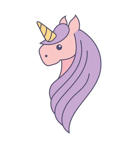 Lindo ícono de unicornio fantasía — Archivo Imágenes Vectoriales